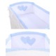 Conjunto de cama bebé  5 elementos coração azul quadrados